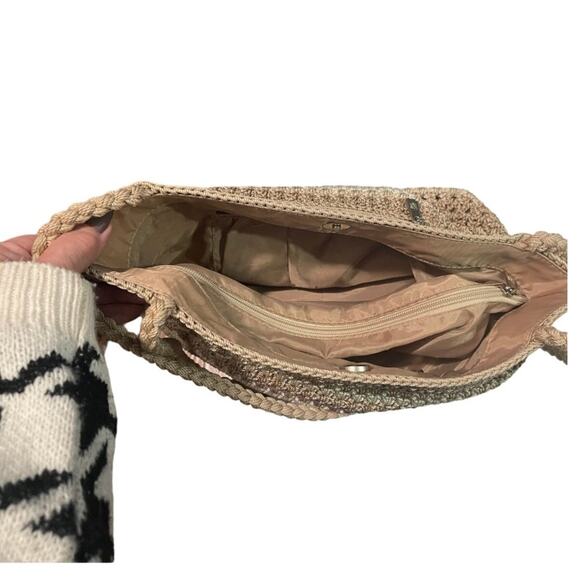 The Sak Originals Crochet Shoulder Bag Striped Tan Cream &‎ Purple - Unique Find - Picture 10 of 14
